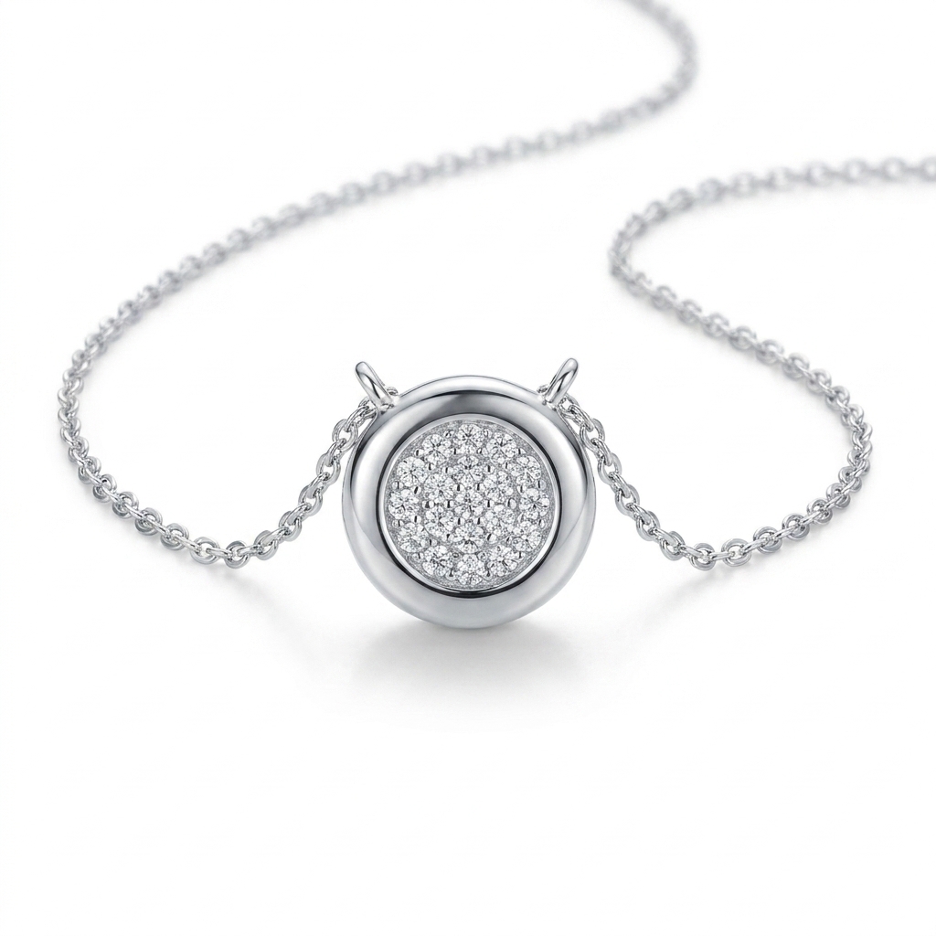 luna spark pavé circle necklace
