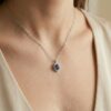 royal blue sapphire halo pendant necklace royal blue sapphire halo pendant necklace