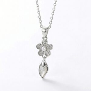 floral pearl drop pendant necklace