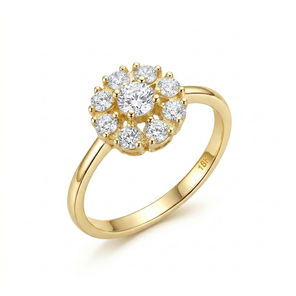 bloom halo diamond cluster ring
