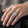 men’s brushed silver solitaire signet ring