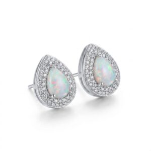 glazeia aurora teardrop opal halo stud earrings
