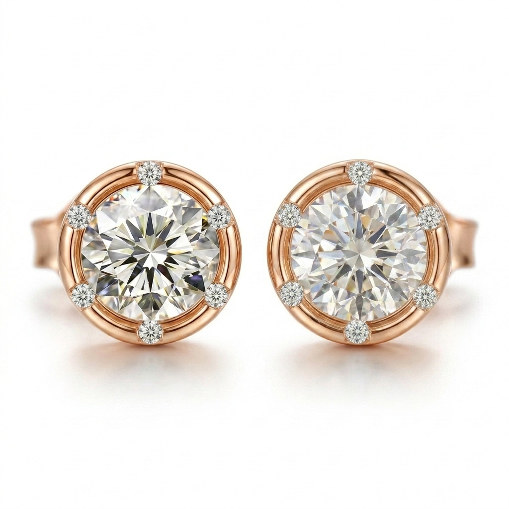 lumière halo diamond stud earrings