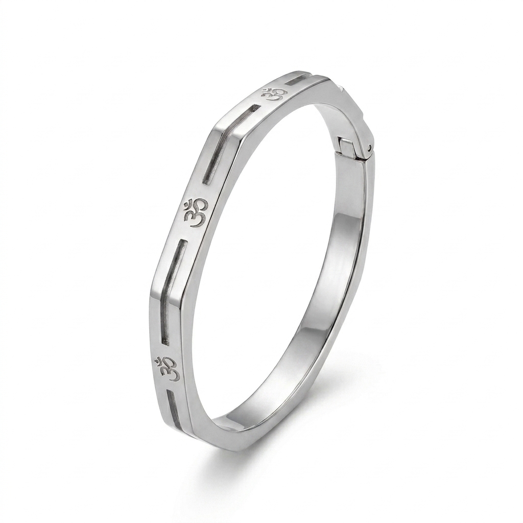 om engraved rose gold bracelet