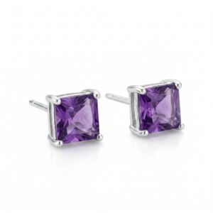 luxe amethyst cushion stud earrings