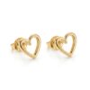 amora open heart gold stud earrings