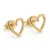 amora open heart gold stud earrings